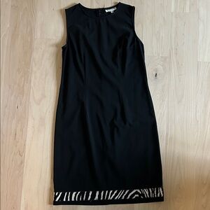Tahari size 8 Black Dress with Zebra Print Hem